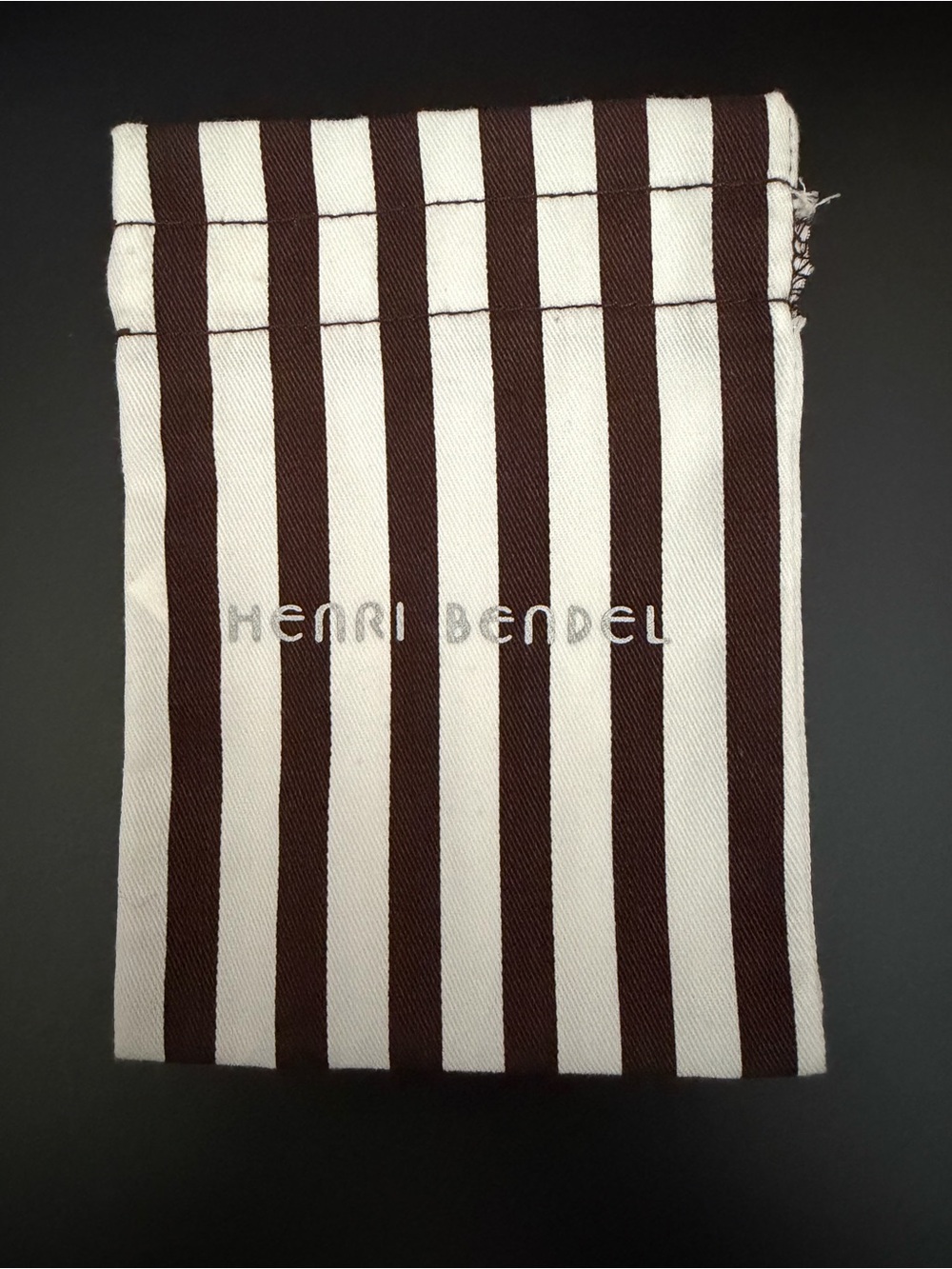 Authentic Henri Bendel Brown & White Striped Pouch Bag 4.75" x 6.5"
